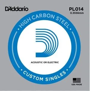 D'Addario PL014 Plain Steel Одиночная струна 014, без обмотки, сталь.