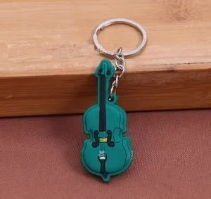 Брелок резиновый Виолончель. Цвет зеленый.