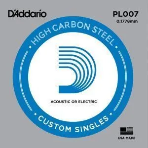 D'Addario PL007 Plain Steel Отдельная струна без обмотки, сталь, .007.