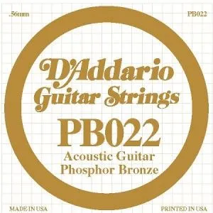 D'Addario PB022 Phosphor Bronze Отдельная струна для акустической гитары, фосфорная бронза, .022.