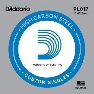 D'Addario PL017 Plain Steel Одиночная струна без обмотки 017, сталь.