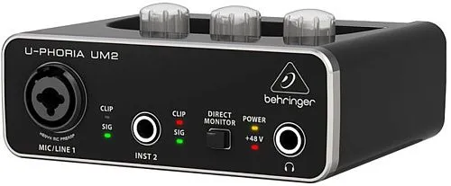 Behringer UM2 Аудио интерфейс USB для записи микрофонов и инструментов.