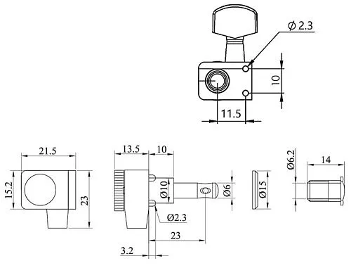 Musiclily MX1510CR-6 Комплект колков универсальный для гитары, 6л, локовые, хром.