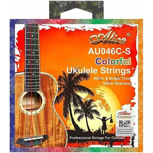 Alice AU046C-S Комплект струн для укулеле сопрано, разноцветные.