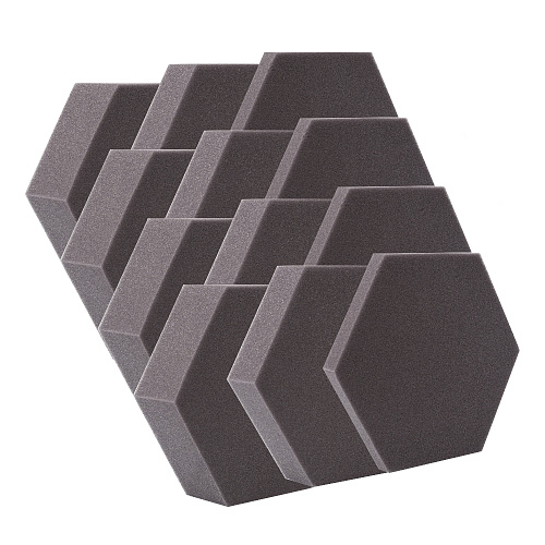 Echoton Hexagon Акустический поролон. Темно-серый. В комплекте 12 шт (по 4 шт каждой из 3 высот).