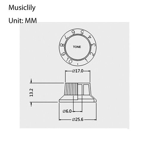 Musiclily M150 Набор ручек для потенциометров типа Strat (2+1), черные.