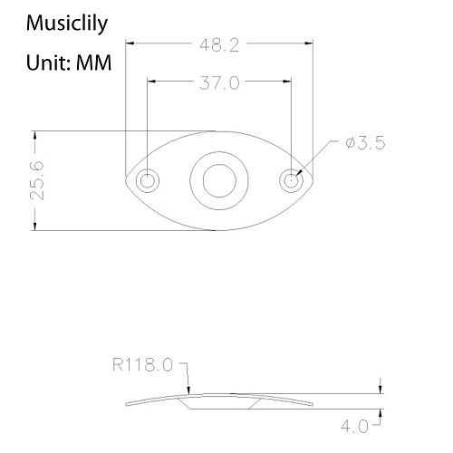 Musiclily M770 Накладка выходного разъема гитары, овальная, черная.