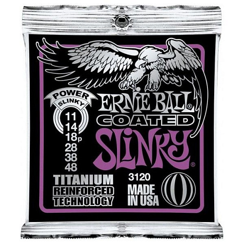 Ernie Ball 3120 (11-48) Coated Electric Titanium RPS Power Slinky Комплект струн для электрогитары.