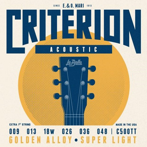 La Bella C500TT Criterion Ultra Light (9-48) Комплект струн для акустической гитары.