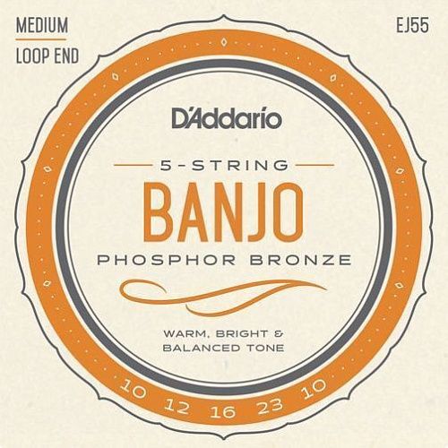 D'Addario EJ55 (10-10) Комплект струн для 5-струнного банджо.