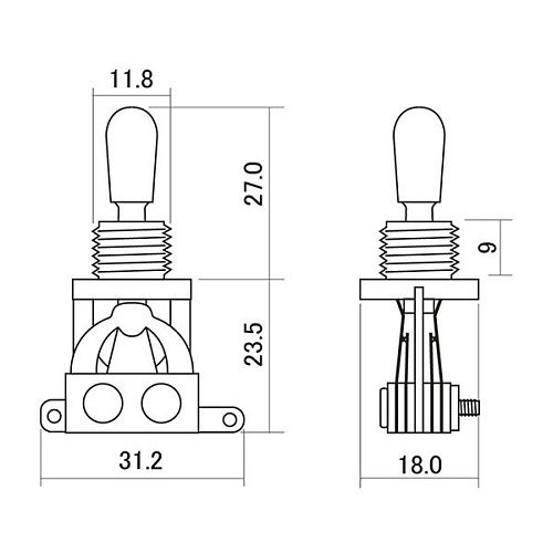 Hosco H-YM-T20B Переключатель 3-х позиционный, черная ручка.