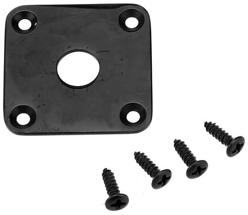 Musiclily MX1708BK Накладка выходного разъема гитары, квадратная, черная.
