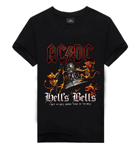 Футболка с принтом AC/DC Hells Bells. Хлопок. Размер L.